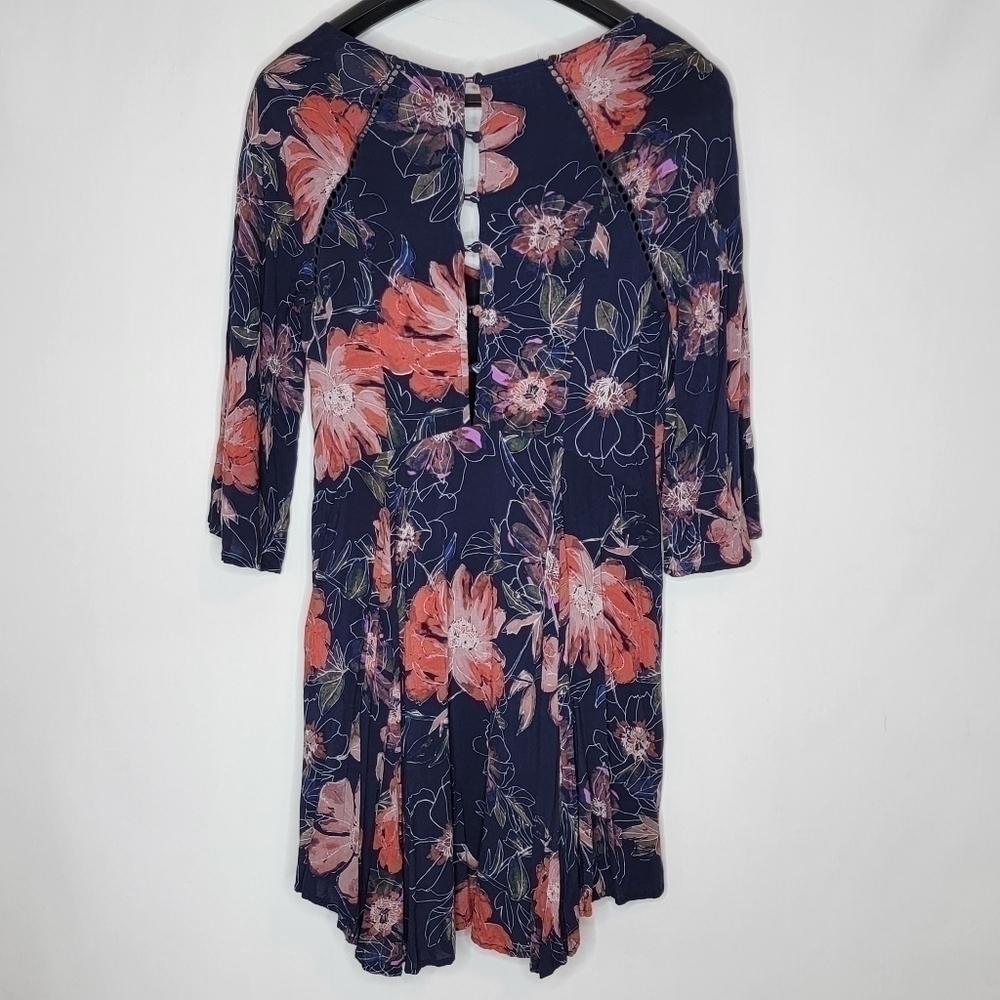 Free People Eyes on You Printed Mini Dress in Navy Combo - Picture 13 of 15